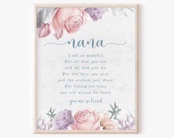 Instant Download Nana Quote Printable, Birthday Card Alternative, Keepsake Gift from Granddaughter, Mother's Day Poem, Heartfelt Saying