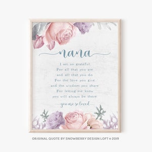 Instant Download Nana Quote Printable, Birthday Card Alternative, Keepsake Gift from Granddaughter, Mother's Day Poem, Heartfelt Saying