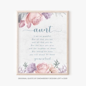 Tante Zitat druckbare, Muttertagsgeschenk von Nichte, einzigartige Karte Alternative, 8 x 10 Andenken Gedicht Druck, Geburtstagsgeschenk