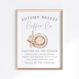 Cozy Autumn Café Seasonal Coffee Menu Printable Sign, Fall Coffee Bar Décor, Autumnal Wall Art, Seasonal Artwork Print | INSTANT DOWNLOAD