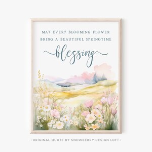 Springtime Blessing Art Print: Floral Field, Easter Decor (Digital Download)