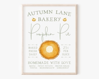 Autumn Bakery Pumpkin Pie Sign: Fall Farmhouse Wall Art (Digital Download)