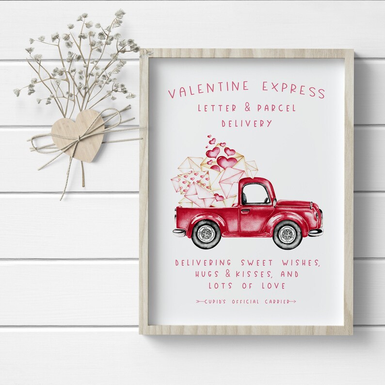 Valentine Delivery Truck Printable Farmhouse Valentine's - Etsy