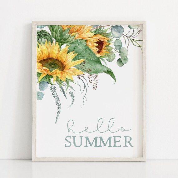 Hello Sunflower Hello Greeting Card Instant Download