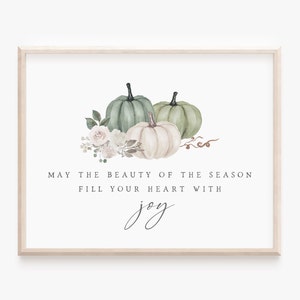 Fall Blessing Sign: Horizontal Autumn Pumpkins Wall Art Print (Digital Download)