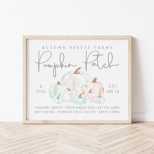 Instant Download Pumpkin Patch Sign, Pastel Autumn Printable Wall Art, Whimsical Fall Decor ...
