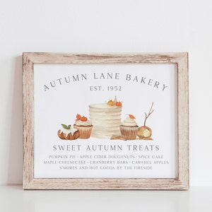 Fall Printable Wall Art, Vintage Autumn Bakery Sign, Fall Farmhouse Print, Thanksgiving Dessert Stand Decor, Seasonal Mantle Display image 5