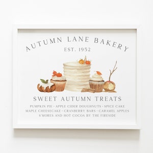 Fall Printable Wall Art, Vintage Autumn Bakery Sign, Fall Farmhouse Print, Thanksgiving Dessert Stand Decor, Seasonal Mantle Display image 4