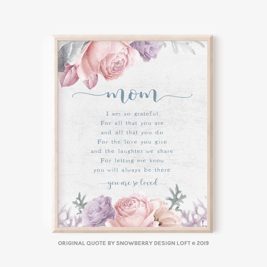 Mom Floral Quote Art Print, Mother's Day Gift (digital Download) - Etsy