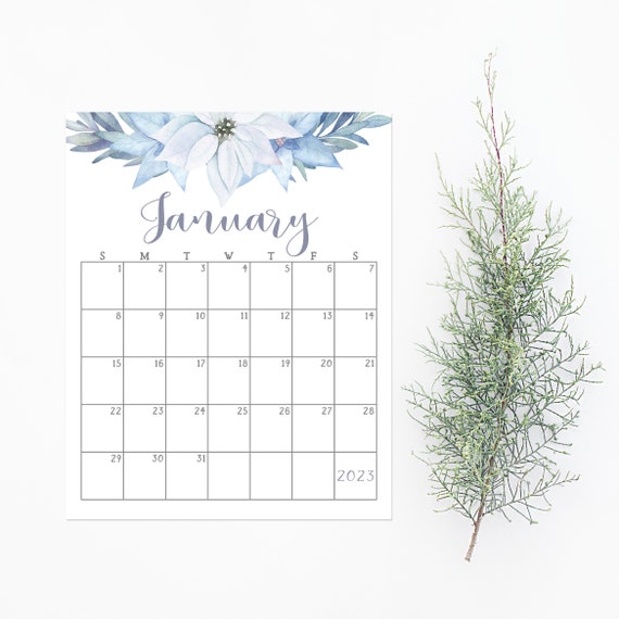 January 2023 Calendar Printable Instant Download Floral - Etsy
