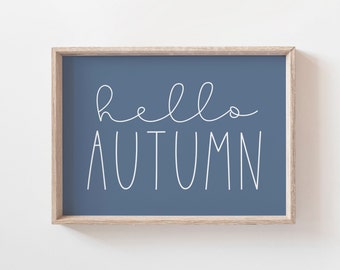Blue Hello Autumn Sign: Fall Cottage Decor (Digital Download)