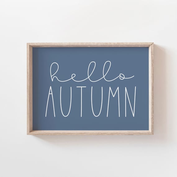Blue Hello Autumn Sign: Fall Cottage Decor (Digital Download)