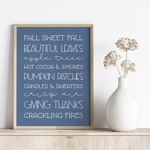 Fall Subway Art Printable: Blue Autumn Typography (Digital Download)