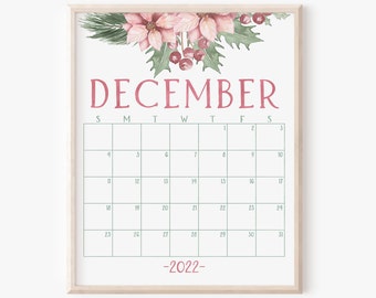 Calendar Christmas Winter December 2022 This Item Is Unavailable | Etsy