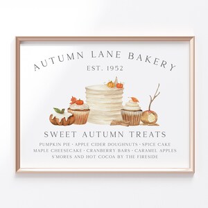 Fall Printable Wall Art, Vintage Autumn Bakery Sign, Fall Farmhouse Print, Thanksgiving Dessert Stand Decor, Seasonal Mantle Display image 2