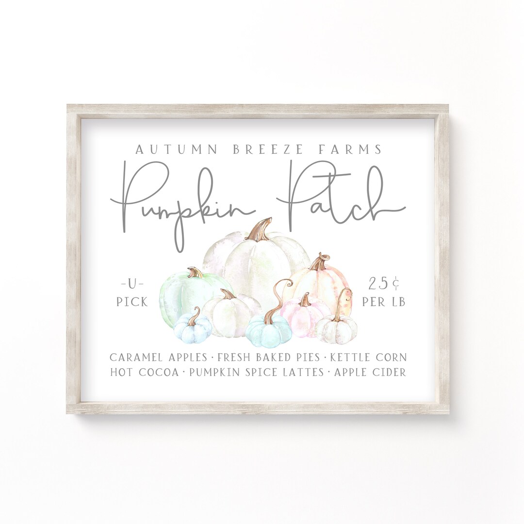 Instant Download Pumpkin Patch Sign, Pastel Autumn Printable Wall Art, Whimsical Fall Decor ...