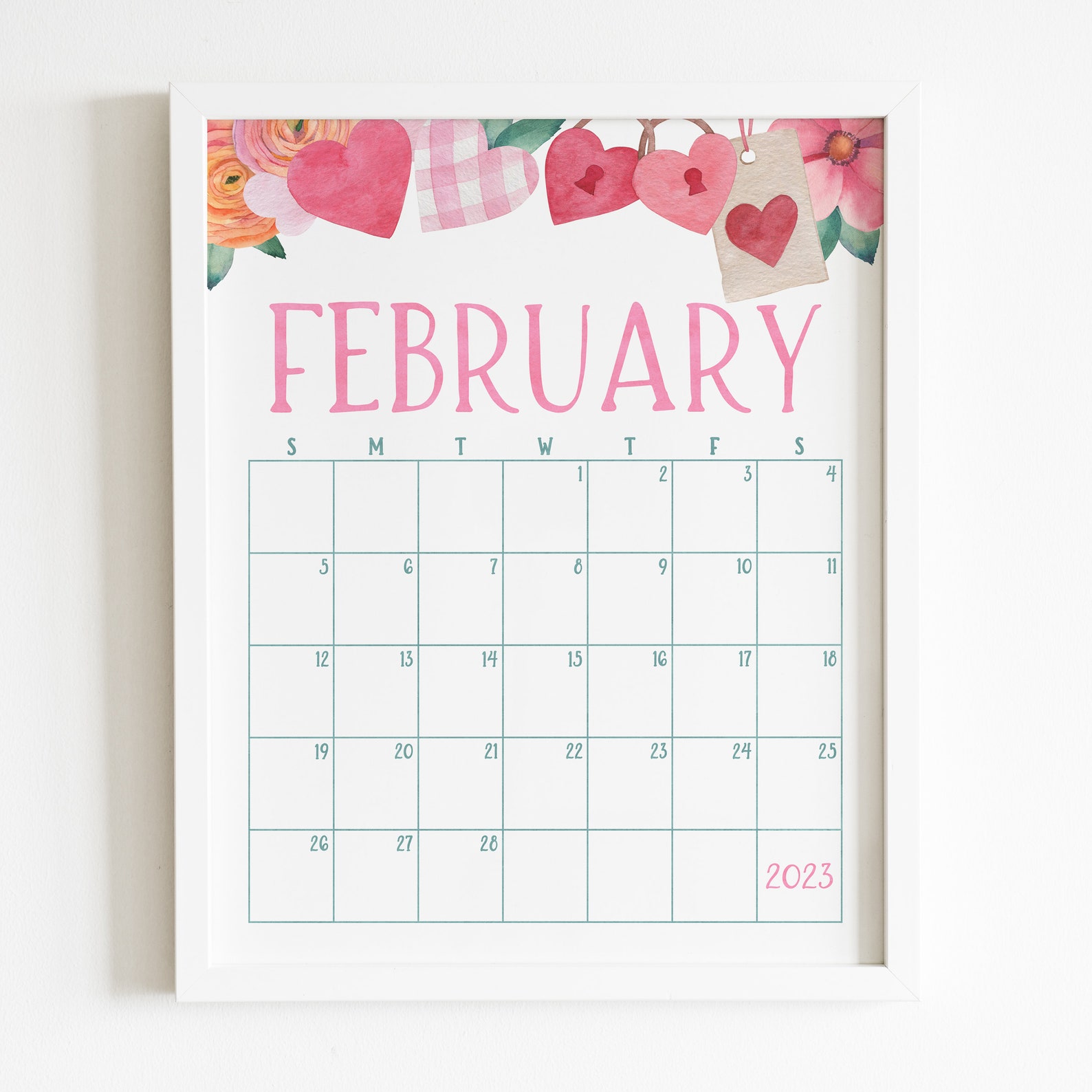 February 2023 Calendar Printable Valentine's Day Planner - Etsy