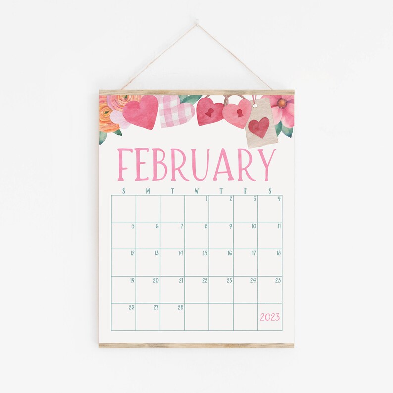 February 2023 Calendar Printable Valentine's Day Planner - Etsy