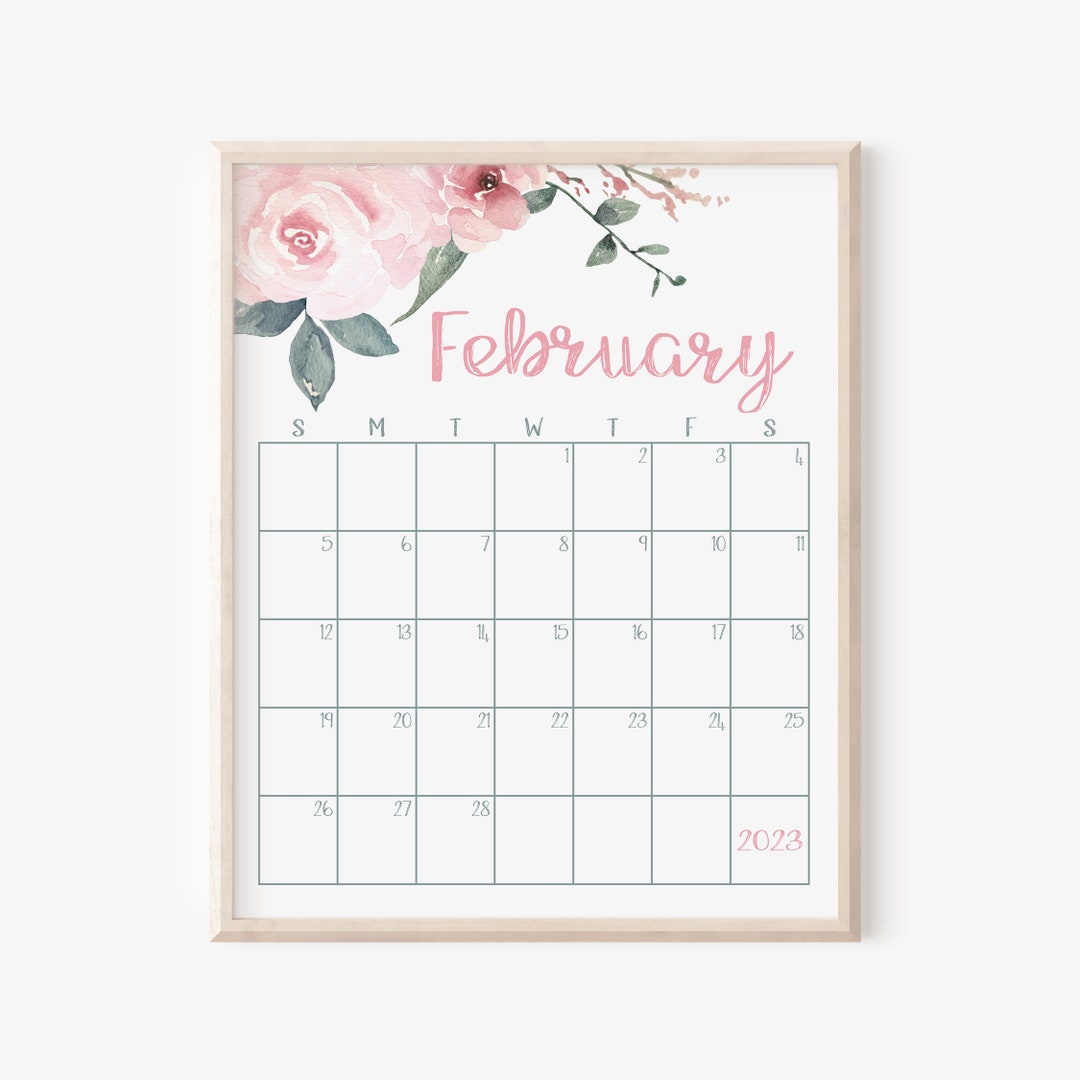 February 2023 Calendar Printable Floral Planner Printable Etsy