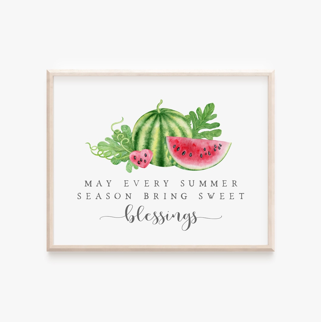 Instant Download Summer Blessing Printable Wall Art, Watermelon Artwork ...