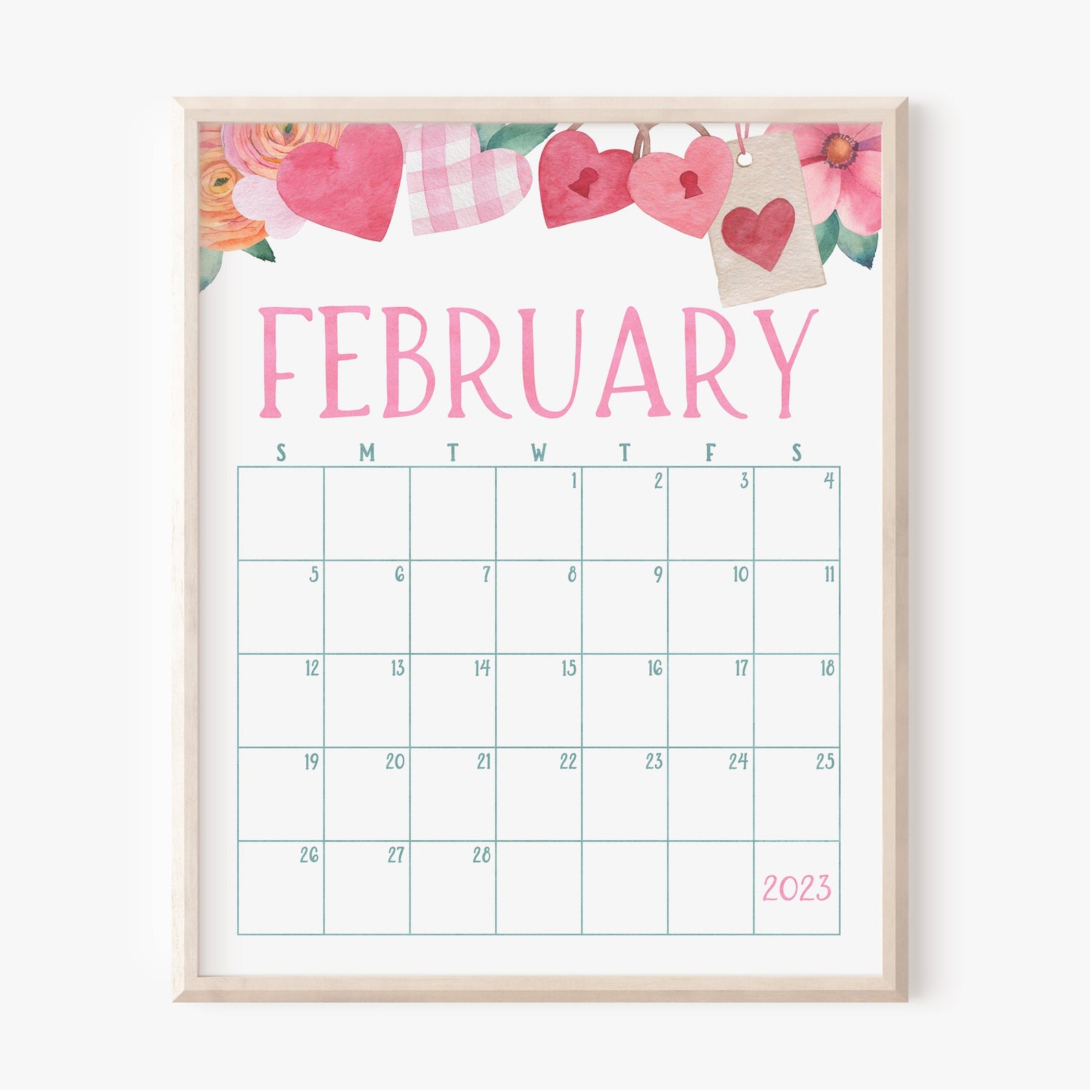 February 2023 Calendar Printable Valentine's Day Planner Etsy