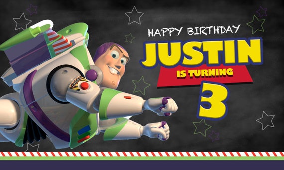Buzz Lightyear Birthday Banners Buzz Lightyear Finding Toy Etsy