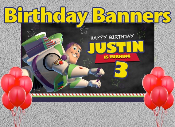 Buzz Lightyear Birthday Banners Buzz Lightyear Finding Toy Etsy