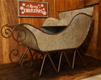 Galvanized Metal Sleigh 14" x 11"