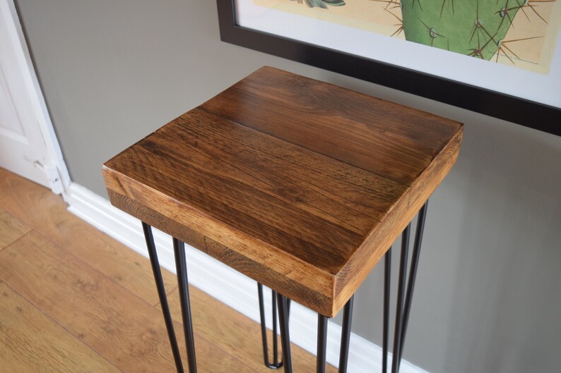 Square Reclaimed Wooden Side Table in Light Oak Finish. Etsy