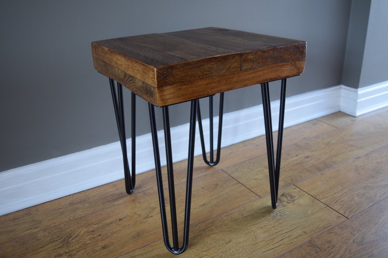 Square Reclaimed Wooden Side Table in Light Oak Finish. Etsy