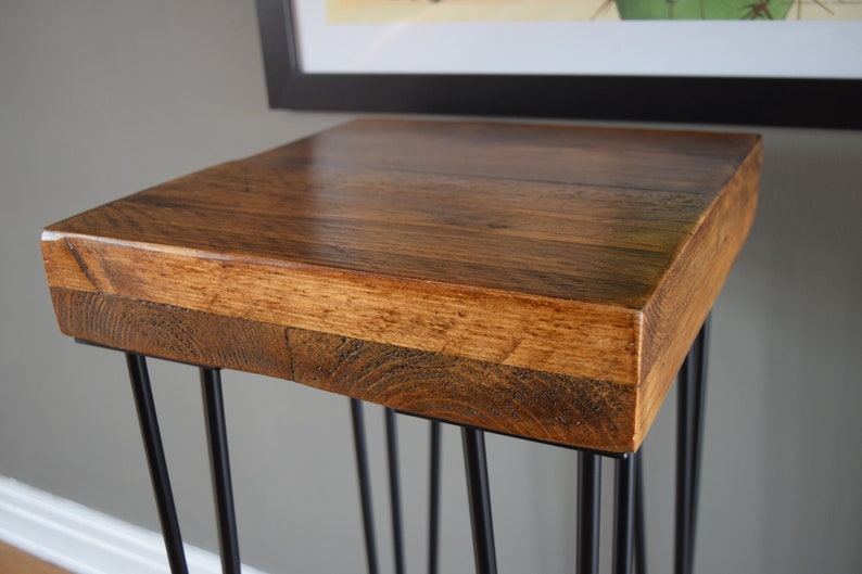 Square Reclaimed Wooden Side Table in Light Oak Finish. Etsy