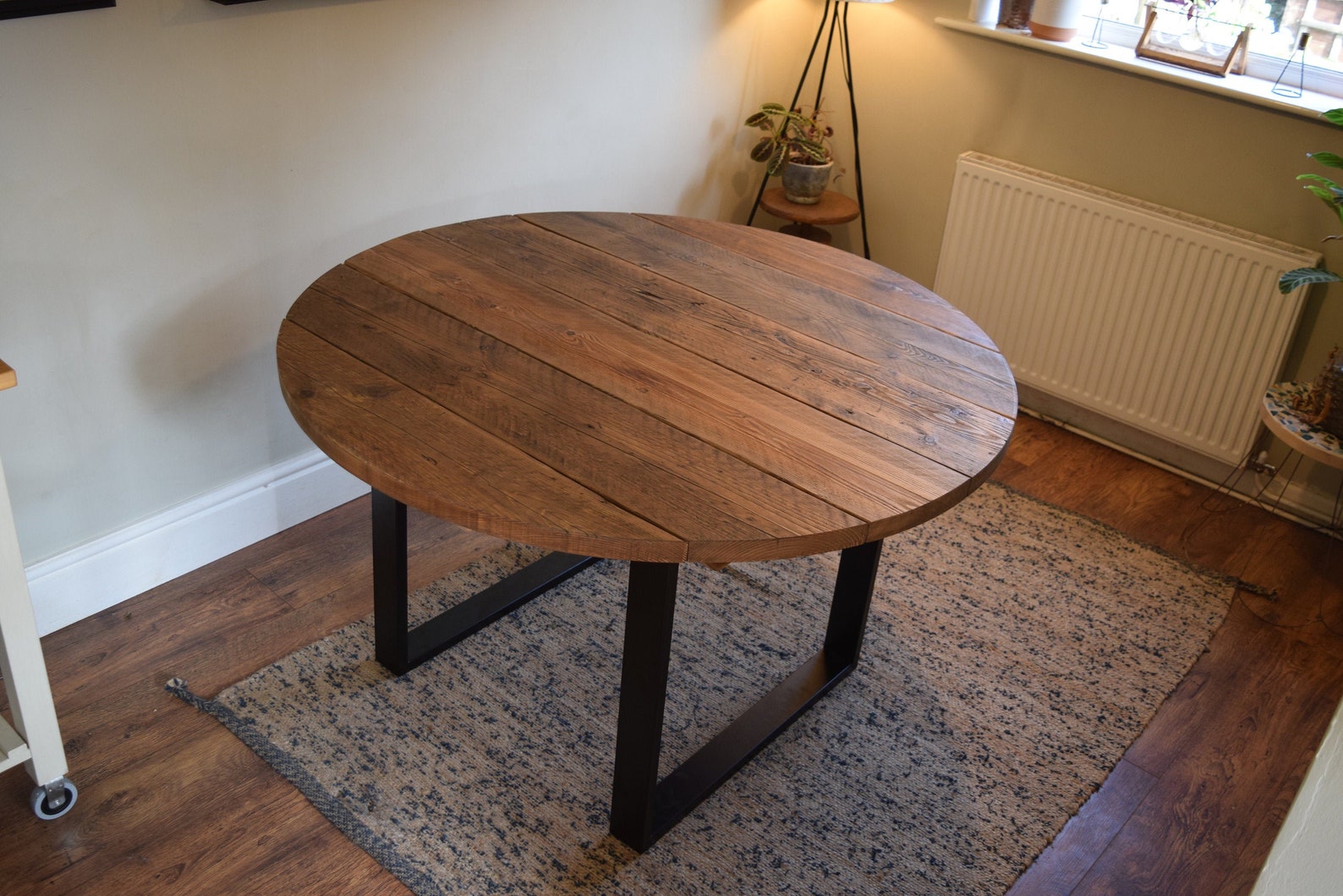 Reclaimed Wooden Round Circular Dining Table on Heavy Duty Etsy UK