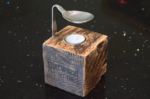 Spoon Oil Burner. Reclaimed Rustic Wood, Unique, Hygge, Bedroom, Bathroom, Diffuser, Candle, Tea-light, Living, Dining, Handmade.