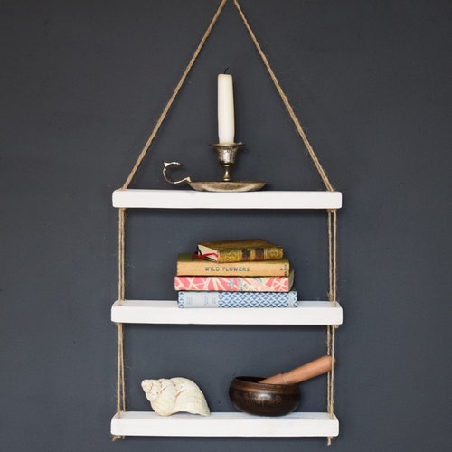 Two Tier Floating Reclaimed Light Wooden Shelves. Rustic - Etsy UK