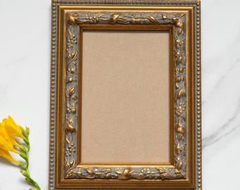 MARCO DE MADERA adornado con oro hecho a mano de 4 x 6 pulgadas - 10 x 15 cm