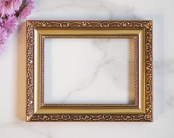 6x8 IN Baroque vintage style gold leaf ornate wood picture frame for gallery wall, 15x20 cm gold frame, ornate italian wood art frame