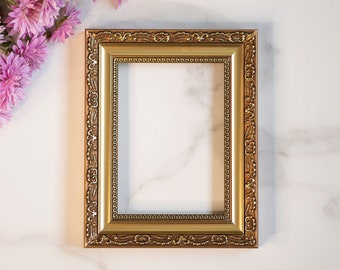 5x7 IN vintage style ornate gold WOOD frame for art, 13x18 cm antique french style golden frame for painting gallery wall, christmas gift