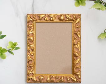 5x7 Inch (13x18 cm) Handcrafted Vintage Gold Picture Frame | Ornate Baroque Wood Frame for Art & Photos | Christmas Gift