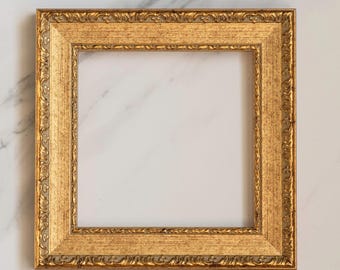 6x6 Inch (15x15 cm) Handcrafted Wood Gold Picture Frame | Antique Baroque Small Square Art Frame | Christmas Gift