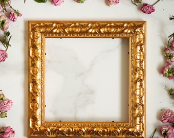 8x8inch - 20x20 cm vintage charming handcrafted golden WOOD FRAME