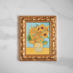 Originale dipinto a olio artigianale ispirato ai Girasoli di Van Gogh 6 x 8 IN