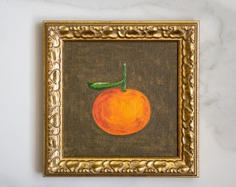 Handmade Clementine oil painting original 6x6 IN