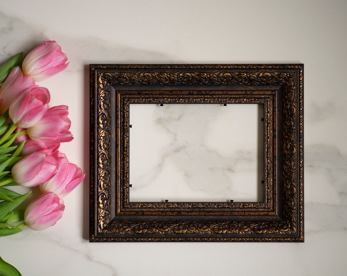 6x8 IN Antique Style Fine Art Frame Gold Dark Brown Color, 15X20 CM