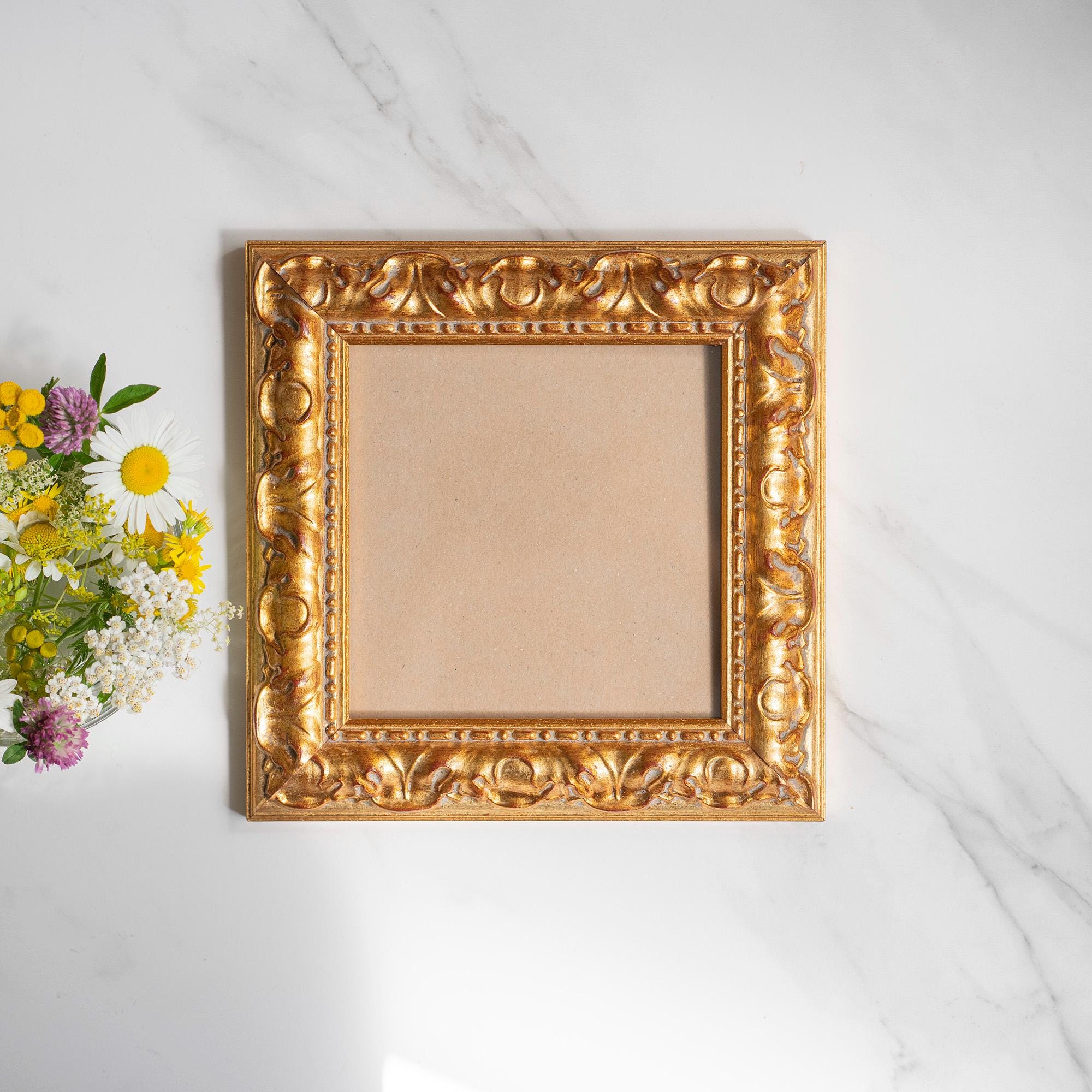 6x6 IN Vintage Style Bulky Ornate Gold Leaf Baroque Wood