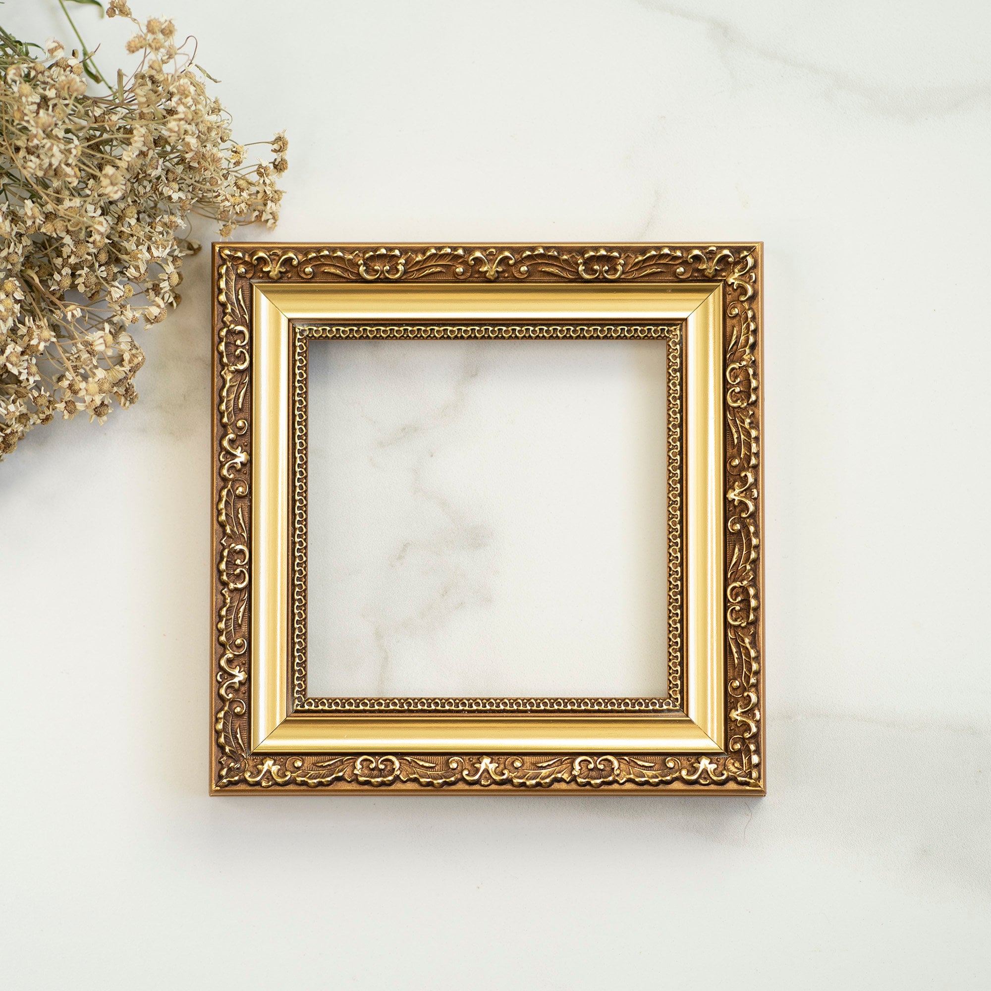 CORNICE IN LEGNO decorata con foglia oro da 6x6 IN 15x15 cm per quadri,  galleria d'arte, cornice solida di alta qualità -  Italia