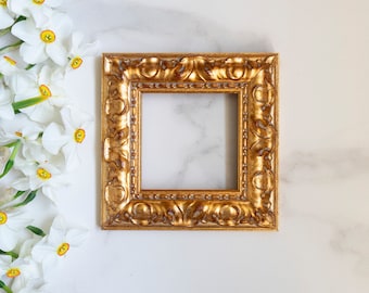 4x4inch - 10x10 cm vintage charming handcrafted golden WOOD FRAME