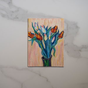7x9,5 IN Oil painting original inspiration from Vase of Tulips french impressionist Claude Monet art, french flowers oil art interior decor image 10
