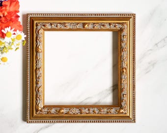 6x6 Inch (15x15 cm) Handcrafted Ornate Gold Leaf Picture Frame | Antique Style Square Art Frame | Christmas Gift