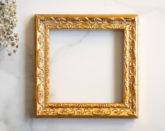 6x6 IN Vintage style ornate gold leaf baroque wood frame for gallery wall art 15X15 CM square golden color