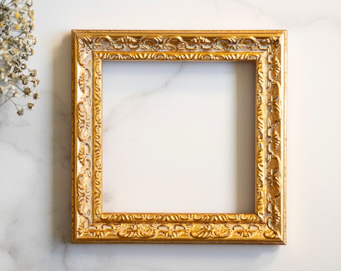 6x6 IN Vintage Style Ornate Gold Leaf Baroque Wood Frame for Gallery